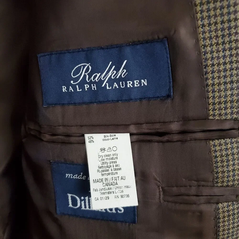 Lauren Ralph Lauren Men's Blazer 46R Brown Wool Suit Jacket Sport Coat Grandpa